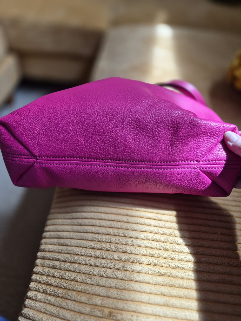 Michael Kors Hot Pink Pebbled Leather Shoulder Bag with Silver Chain-Link Straps - Picture 9 of 16